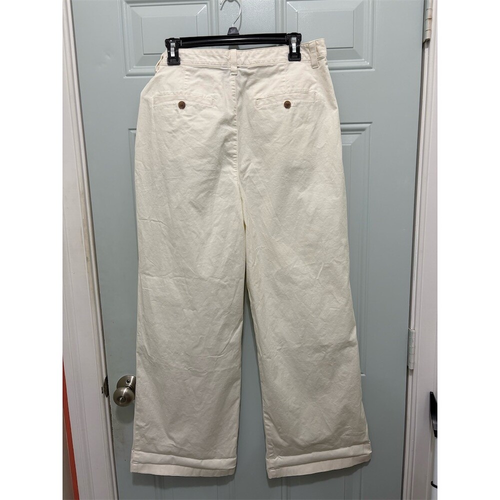 Gap Pants Womens Size 12 Ivory Pleated Wide-Leg High Rise - Picture 6 of 13